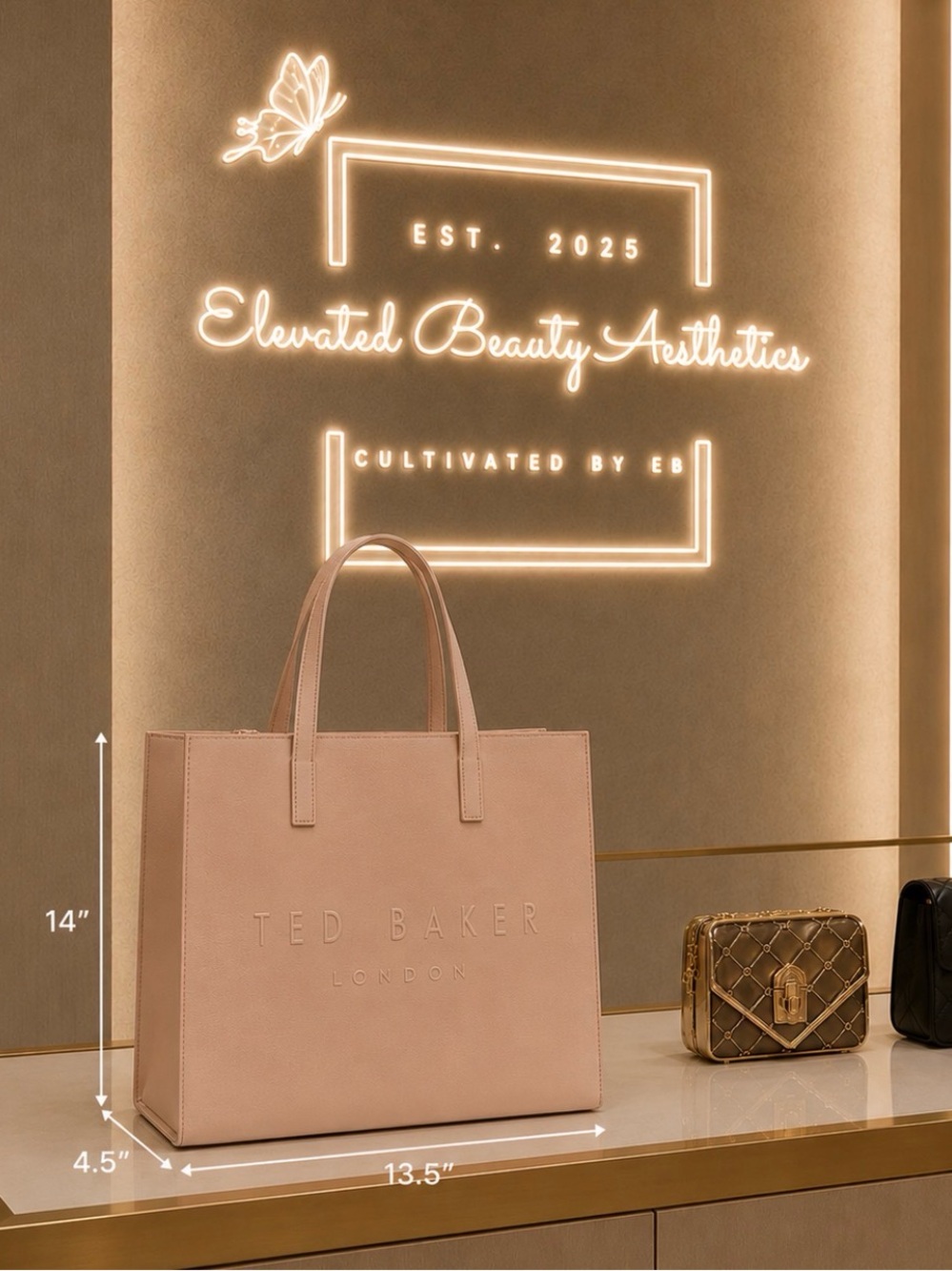 Ted Baker EUC Soocon Crosshatch Large “Icon” Bag